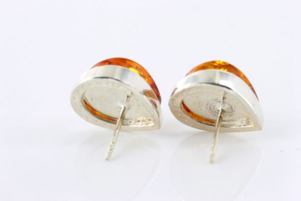 German Baltic Amber Handmade Elegant Stud Earrings 925 Silver ST0117 RRP 60!!!