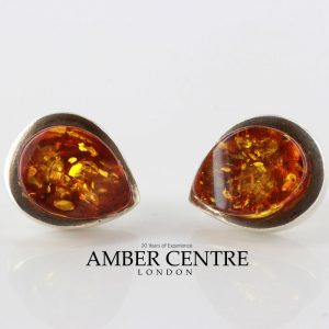 German Baltic Amber Handmade Elegant Stud Earrings 925 Silver ST0117 RRP 60!!!