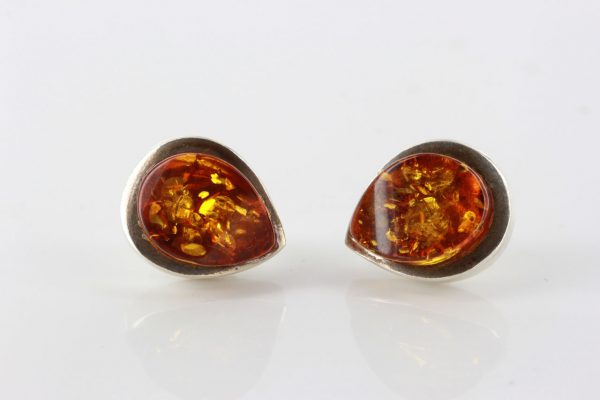 German Baltic Amber Handmade Elegant Stud Earrings 925 Silver ST0117 RRP 60!!!