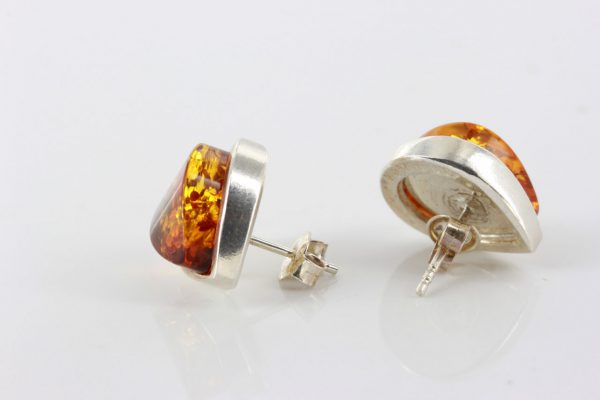 German Baltic Amber Handmade Elegant Stud Earrings 925 Silver ST0117 RRP 60!!!