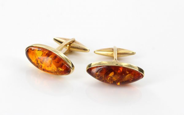 Italian Made German Baltic Amber Cufflinks In Solid 9ct Gold GF0020 RRP£675!!!