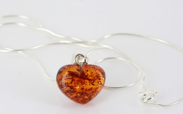 Italian Style Valentine's Day Amber Heart Necklace