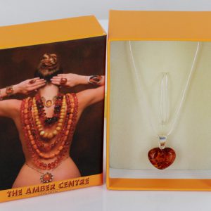 Italian Style Valentine's Day Amber Heart Necklace