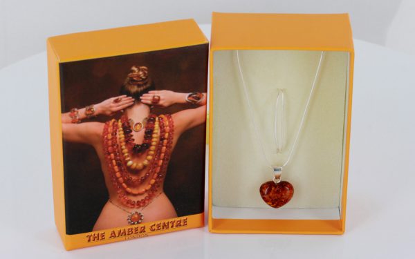 Italian Style Valentine's Day Amber Heart Necklace