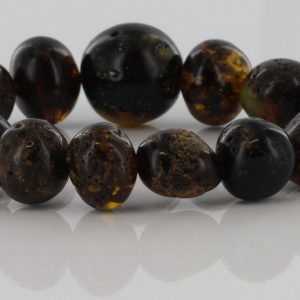 GERMAN BALTIC AMBER BRACELET HEALING NATURAL GENUINE DARK GREEN W057 RRP£245!!!