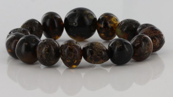 GERMAN BALTIC AMBER BRACELET HEALING NATURAL GENUINE DARK GREEN W057 RRP£245!!!