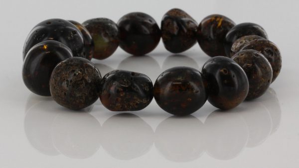 GERMAN BALTIC AMBER BRACELET HEALING NATURAL GENUINE DARK GREEN W057 RRP£245!!!