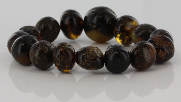 GERMAN BALTIC AMBER BRACELET HEALING NATURAL GENUINE DARK GREEN W057 RRP£245!!!