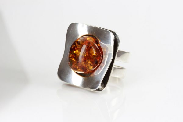 Italian Hand Made German Baltic Amber Modern Ring in 925 Silver WR013 RRP£175!!!