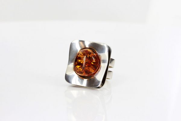 Italian Hand Made German Baltic Amber Modern Ring in 925 Silver WR013 RRP£175!!!