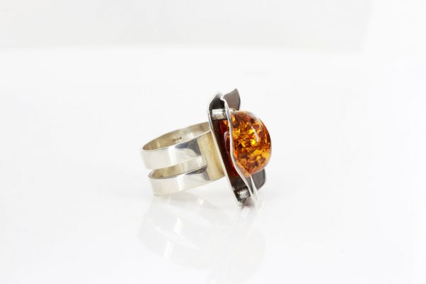 Italian Hand Made German Baltic Amber Modern Ring in 925 Silver WR013 RRP£175!!!