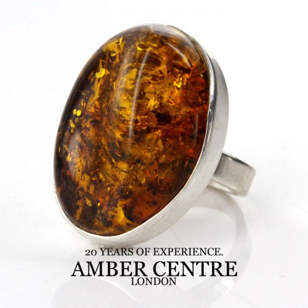 Handmade German Genuine Classic Baltic Amber Ring In 925 Silver WR152 RRP£140!!! Size P(57)