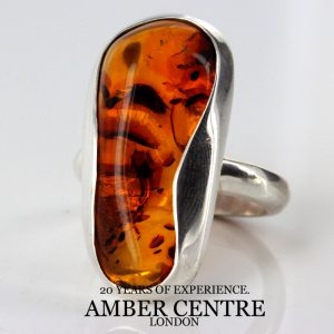 Handmade German Genuine Baltic Amber Elegant Ring 925 Silver WR157 RRP£130!!!Size Q