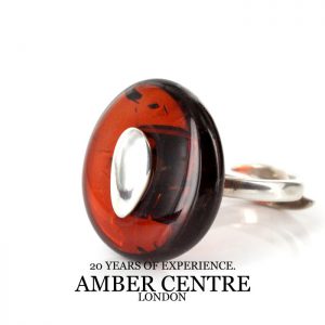 Handmade German Genuine Baltic Amber Unusual Adjustable Ring 925 Silver WR160 RRP£95!!!