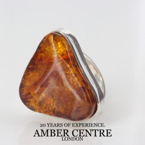 Handmade Antique German Baltic Amber Ring In 925 Sterling Silver WR163 RRP£140!!!