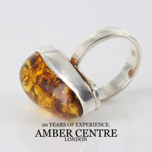 German Cognac Baltic Amber Handmade Elegant Ring In 925 Silver WR168 RRP£99!!!