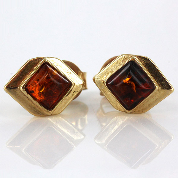 Italian Made Unique German Baltic Amber 9ct Gold Studs GS0077 RRP£125!!!