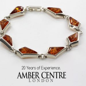 Handmade German Classic Baltic Amber Modern Bracelet 925 Sterling Silver BR013 RRP£159!!!