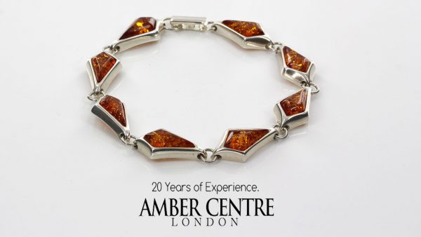 Handmade German Classic Baltic Amber Modern Bracelet 925 Sterling Silver BR013 RRP£159!!!