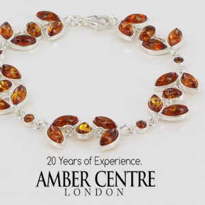 Italian Leaf Style Handmade German Baltic Amber Bracelet 925 Sterling Silver BR018 RRP£120!!!