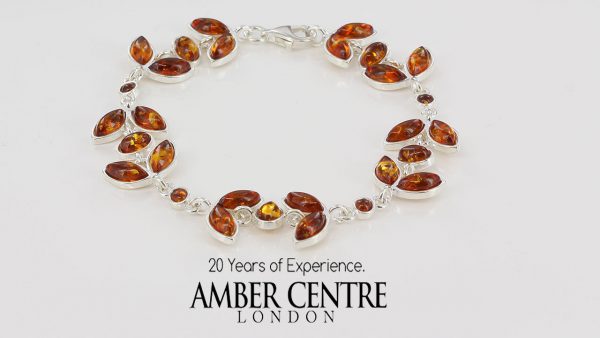 Italian Leaf Style Handmade German Baltic Amber Bracelet 925 Sterling Silver BR018 RRP£120!!!