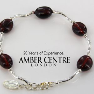 Italian Made Cherry German Baltic Amber Bracelet 925 Sterling Silver BR022 RRP£65!!!