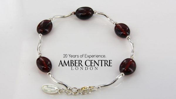 Italian Made Cherry German Baltic Amber Bracelet 925 Sterling Silver BR022 RRP£65!!!