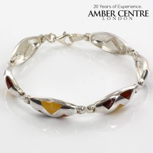 Handmade German Baltic Amber Inlaid 925 Sterling Silver Bracelet BR028 RRP£220!!!