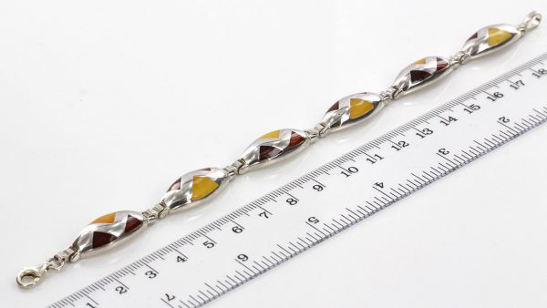Handmade German Baltic Amber Inlaid 925 Sterling Silver Bracelet BR028 RRP£220!!!