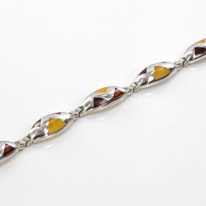 Handmade German Baltic Amber Inlaid 925 Sterling Silver Bracelet BR028 RRP£220!!!