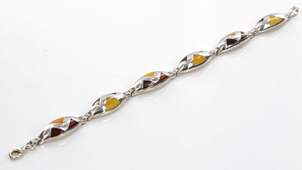 Handmade German Baltic Amber Inlaid 925 Sterling Silver Bracelet BR028 RRP£220!!!