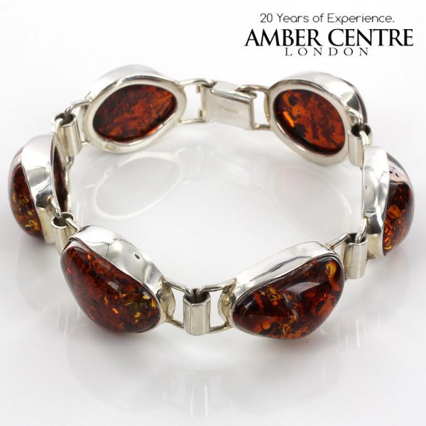 Handmade Unique Elegant German Baltic Amber 925 Sterling Silver BR036 RRP£360!!!