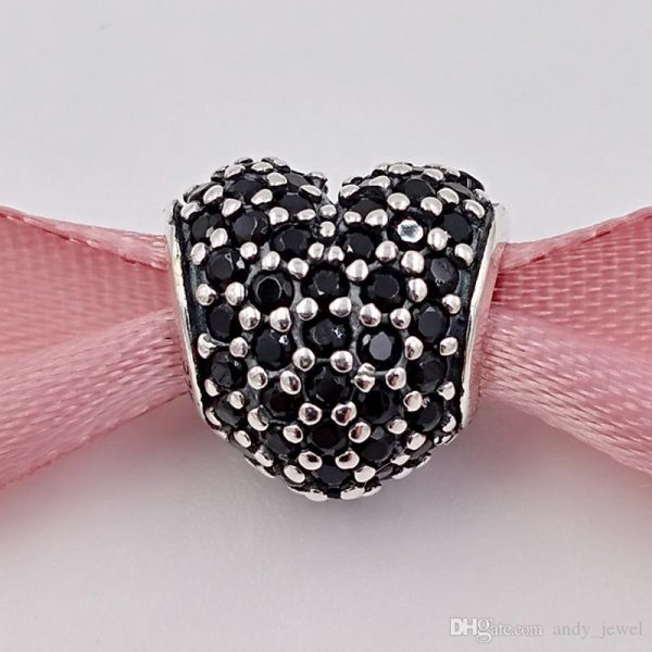 Pandora Silver S925 ALE Unique Charm - BLACK PAVÉ HEART CHARM - 791052NCK RRP£55!!!