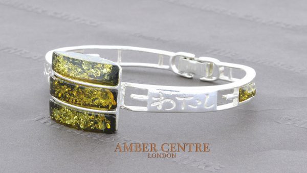 Italian Handmade Bangle German Green Baltic Amber 925 Solid Sterling Silver - BAN007 RRP £295!!