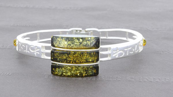 Italian Handmade Bangle German Green Baltic Amber 925 Solid Sterling Silver - BAN007 RRP £295!!