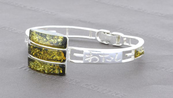 Italian Handmade Bangle German Green Baltic Amber 925 Solid Sterling Silver - BAN007 RRP £295!!