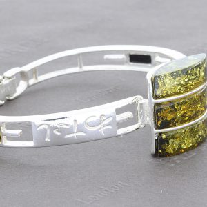 Italian Handmade Bangle German Green Baltic Amber 925 Solid Sterling Silver - BAN007 RRP £295!!