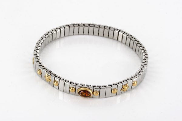 NOMINATION ITALIAN "DREAM" BRACELET ELASTICATED WITH German BALTIC AMBER in 18ct GOLD BAN133 RRP£245!!!