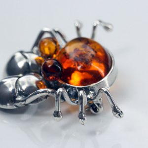 HANDMADE UNIQUE GERMAN BALTIC AMBER BROOCH 925 STERLING SILVER BD001 RRP£100!!