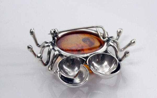 HANDMADE UNIQUE GERMAN BALTIC AMBER BROOCH 925 STERLING SILVER BD001 RRP£100!!