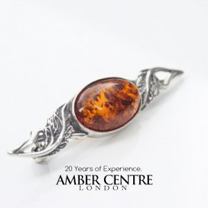 HANDMADE GERMAN BALTIC AMBER ANTIQUE EFFECT 925 SILVER BROOCH BD020 RRP£65!!!