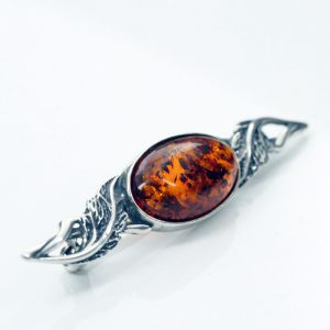 HANDMADE GERMAN BALTIC AMBER ANTIQUE EFFECT 925 SILVER BROOCH BD020 RRP£65!!!