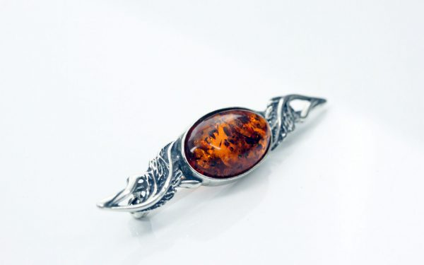 HANDMADE GERMAN BALTIC AMBER ANTIQUE EFFECT 925 SILVER BROOCH BD020 RRP£65!!!