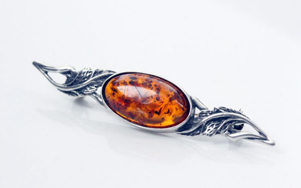 HANDMADE GERMAN BALTIC AMBER ANTIQUE EFFECT 925 SILVER BROOCH BD020 RRP£65!!!