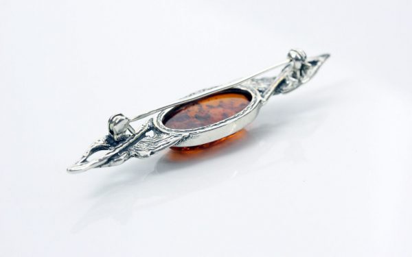 HANDMADE GERMAN BALTIC AMBER ANTIQUE EFFECT 925 SILVER BROOCH BD020 RRP£65!!!