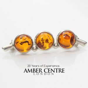 ITALIAN HANDMADE GERMAN BALTIC AMBER ELEGANT 925 SILVER BROOCH BD022 RRP£45!!