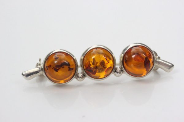 ITALIAN HANDMADE GERMAN BALTIC AMBER ELEGANT 925 SILVER BROOCH BD022 RRP£45!!