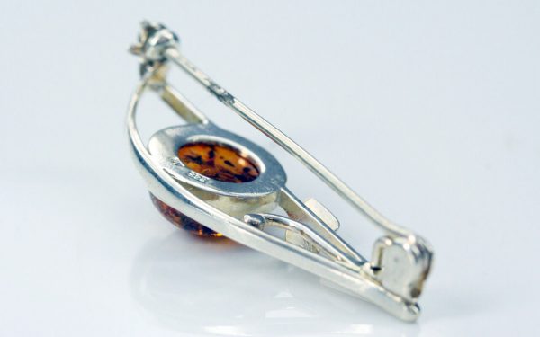 Handmade Italian Style German Baltic Amber Brooch 925 SILVER BD024 RRP£30!!!