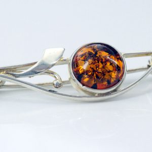 Handmade Italian Style German Baltic Amber Brooch 925 SILVER BD024 RRP£30!!!