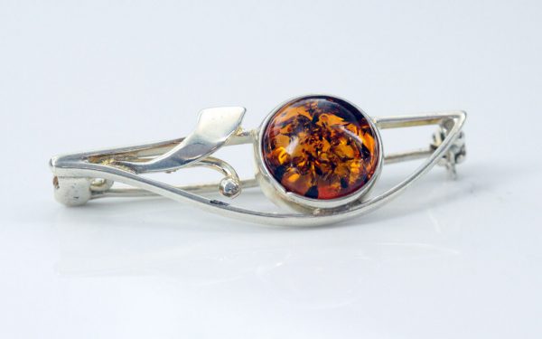 Handmade Italian Style German Baltic Amber Brooch 925 SILVER BD024 RRP£30!!!